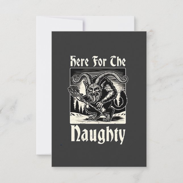 Here for the Naughty Krampus Spooky Xmas Devil  Invitation (Front)