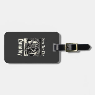 Here for the Naughty Krampus Spooky Xmas Devil Luggage Tag