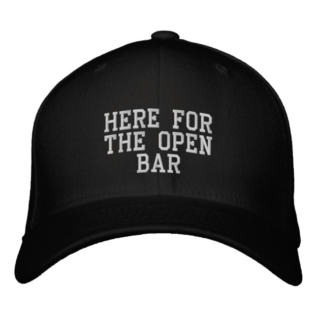 'Here For The Open Bar' Funny Wedding Photographs  Embroidered Hat (Front)