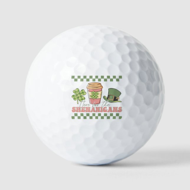 Here For The Shenanigans - Clover Coffee Golf Balls (Front)