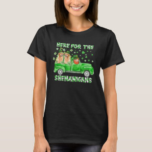Here For The Shenanigans Golden Retriever St Patri T-Shirt
