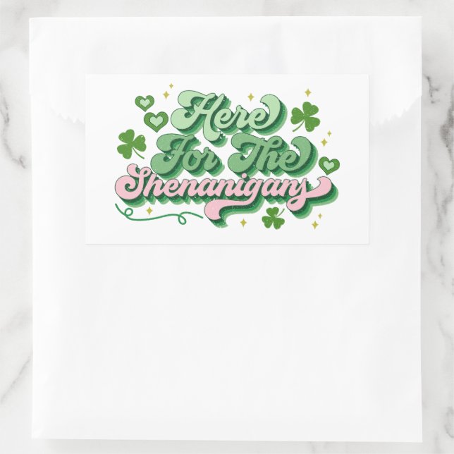 Here For The Shenanigans St Patrick's Day Rectangular Sticker (Bag)