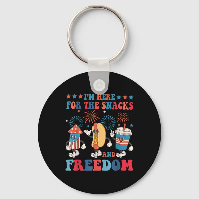 Here For The Snacks And Freedom 4th Of July  Key Ring (Front)