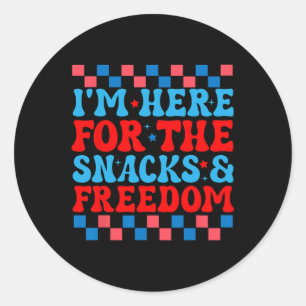 Here For The Snacks And Freedom Cute 4th Of July Classic Round Sticker