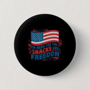 Here For The Snacks And Freedom Vintage 4th Of Jul 6 Cm Round Badge