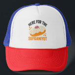 Here For the sufganiyot Funny Jewish Hanukkah Gift Trucker Hat<br><div class="desc">chanukah, menorah, hanukkah, dreidel, jewish, Chrismukkah, holiday, horah, christmas, sufganiyot</div>