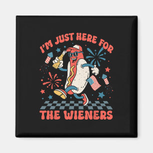 Here For The Wieners 4th Of July Patriotic Men Wom Magnet