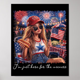 Here For The Wieners Funny Doll Face Meme July 4th Poster