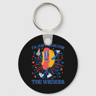 Here For The Wieners Hot Dog Funny 4th Of July  Key Ring