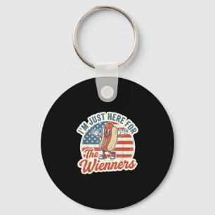Here for the wieners shirt funny patriotic hot dog key ring