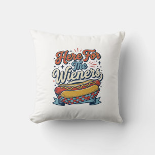 Here For The Wieners Vintage Hot Dog Shirt_1 Cushion