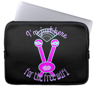 Here For the Wifi Pink Space Alien Laptop Sleeve