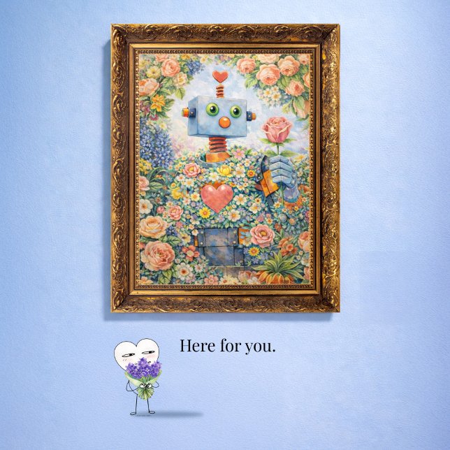 Here for You – Floral Robot Art Card (Creator Uploaded)