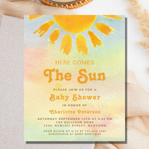 Here Here Comes The Sun Baby Shower Invitation