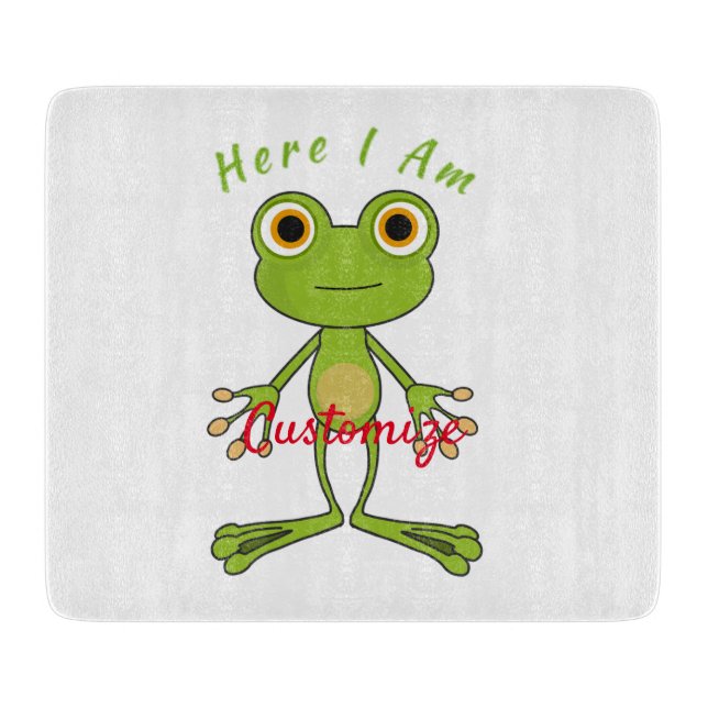 Here I am cute frog Thunder_Cove Cutting Board (Front)
