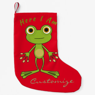 Here I am cute frog Thunder_Cove Small Christmas Stocking