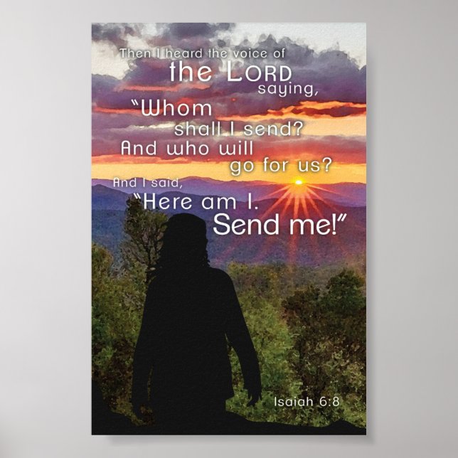Here I am Lord, Christian calling Bible Verse gift Poster (Front)