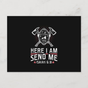 Here I Am Send Me Isaiah 68 Firefighter Holiday Postcard