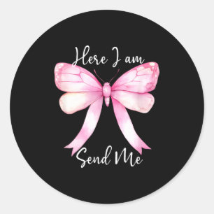 Here I Am Send Me Women Lord Send Me Christian Nk Classic Round Sticker