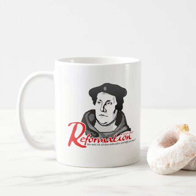 Here I Stand Martin Luther Reformation 500th Mug (With Donut)