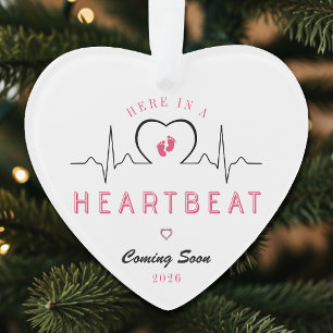 Here in a Heartbeat Pink Heart Monitor Photo Ornament