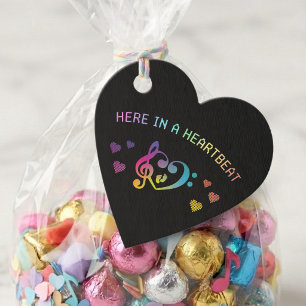 Here in a Heartbeat Rainbow Music Baby Shower Favour Tags