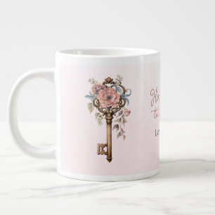 Here is the key to my heart pink large coffee mug
