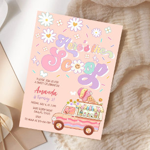 Here Is The Scoop Ice Cream Truck Birthday  Invitation