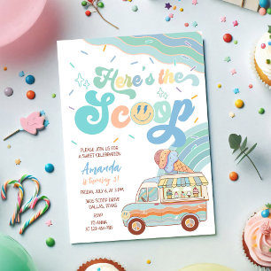 Here Is The Scoop Ice Cream Truck Birthday Invitation