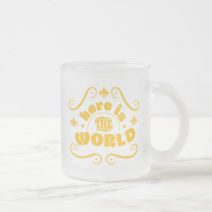 Here is the world frosted glass coffee mug