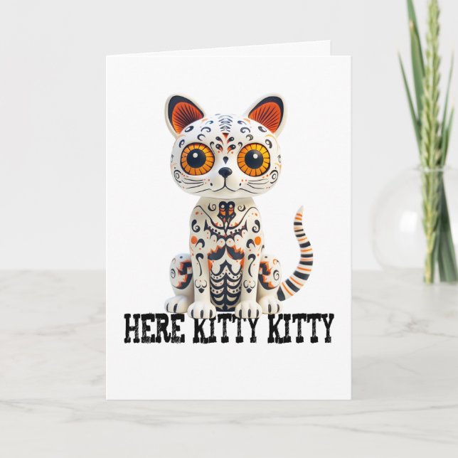 Here kitty cat mum dad kitten halloween DOTD Card (Front)