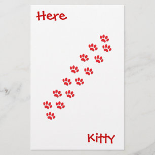Here Kitty Cat Paws Stationery