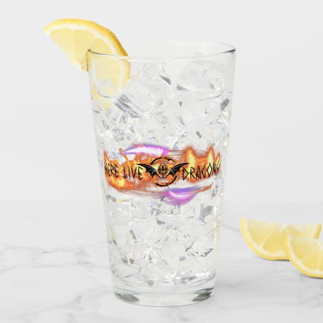 Here Live Dragons Shaker Glass (Front Ice)