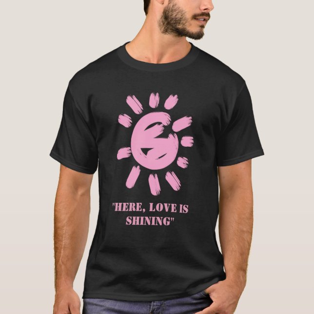 "HERE LOVE IS SHINING" | Custom Couple Monogram T-Shirt (Front)