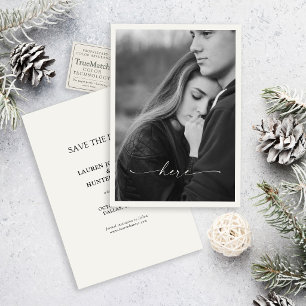 Here Romantic Photo Wedding Save the Date Invitation