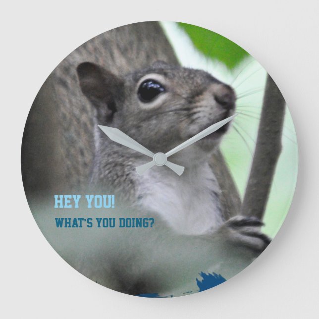 Here’s Looking At You - A Squirrel In Blue_0213  Large Clock (Front)