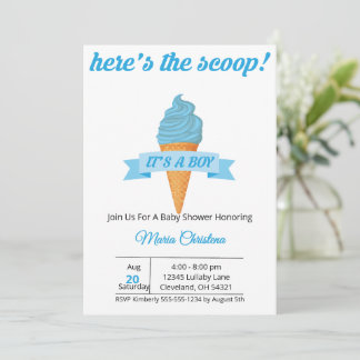 Here’s the Scoop – It’s a Boy Baby Shower  Invitation