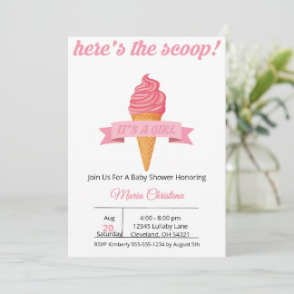 Here’s the Scoop – It’s a Girl Baby Shower  Invitation