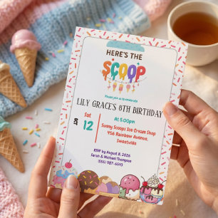 Here,s the scoop Viral Aesthetic Modern Birthday Invitation