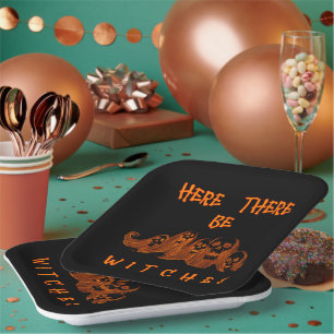 Here There Be Witches Paper Plate