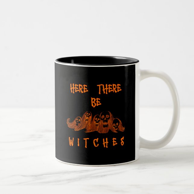 Here There Be Witches Two-Tone Coffee Mug (Right)