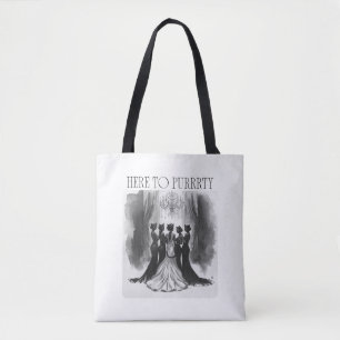 Here to Purrrty – Cat Bridal Party Bachelorette Tote Bag