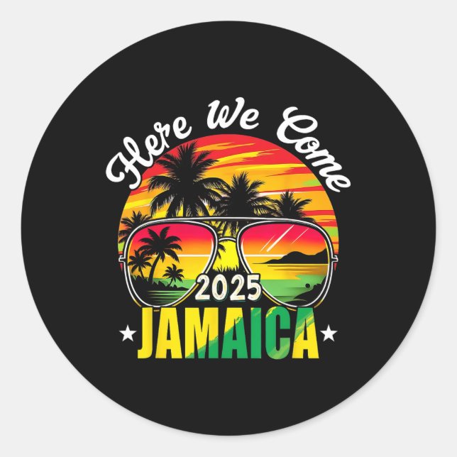 Here We Come Jamaica 2025 Family Vacation Travel M Classic Round Sticker (Front)