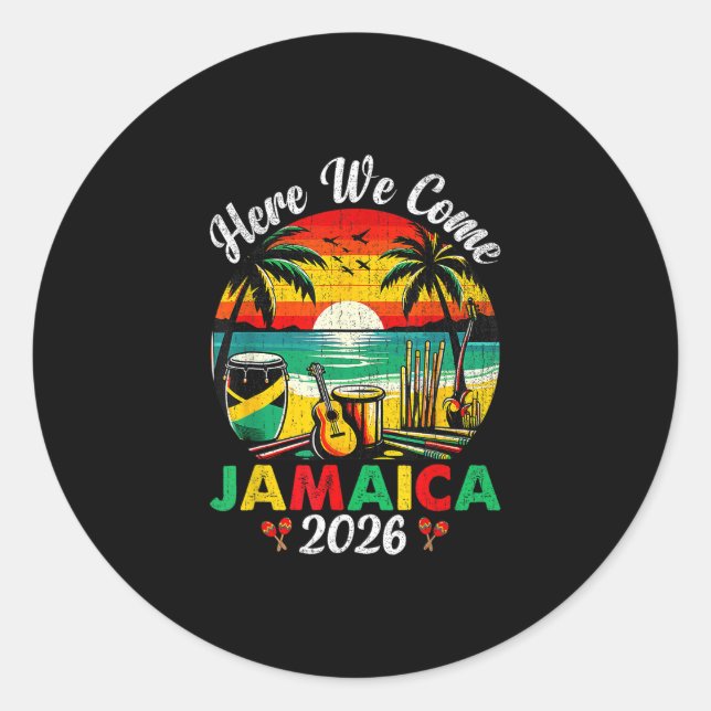 Here We Come Jamaica 2026 Girls Trip Family Summer Classic Round Sticker (Front)