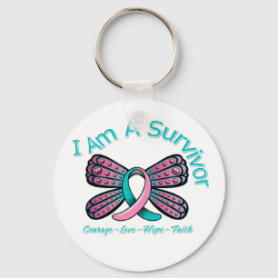 Hereditary Breast Cancer Butterfly I Am A Survivor Key Ring