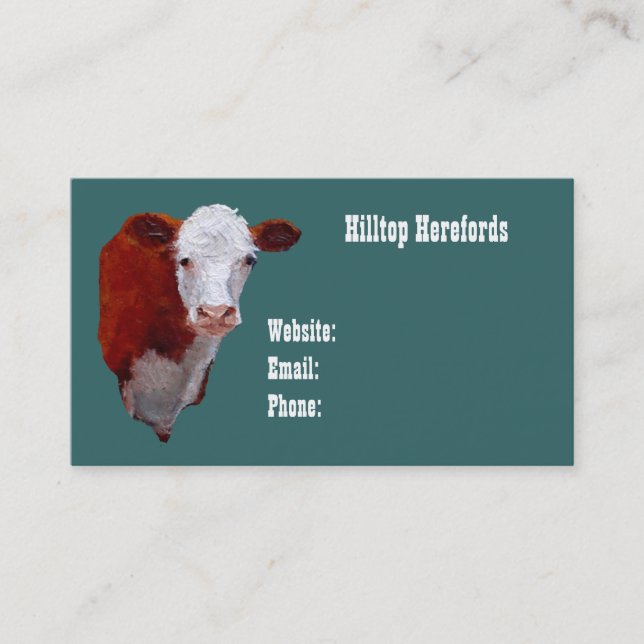 Hereford Beef: Business Card: Oil Painted Art Card (Front)