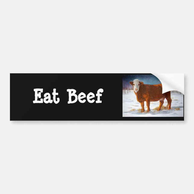 HEREFORD BEEF COW: PASTEL ART BUMPER STICKER (Front)