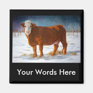 HEREFORD BEEF COW: PASTEL ART MAGNET
