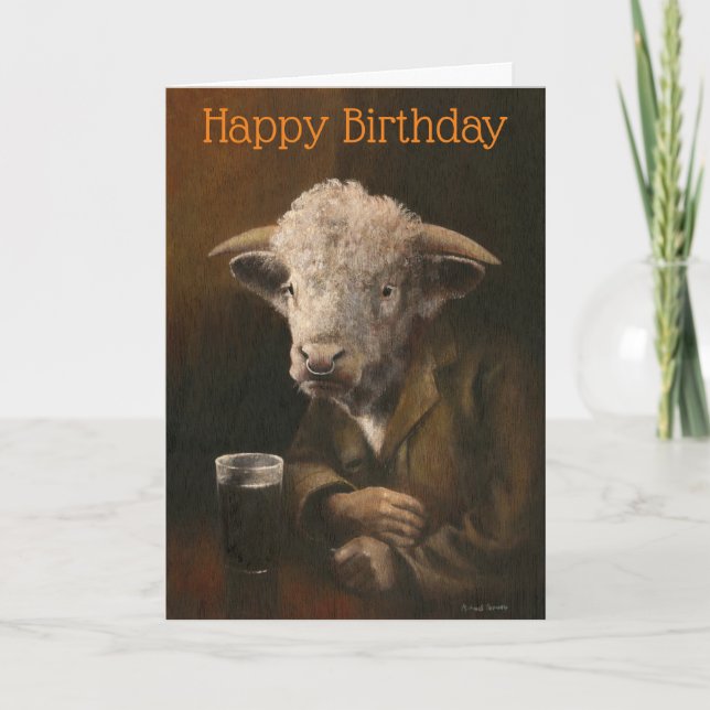 Hereford bull Gentleman Birthday Card (Front)