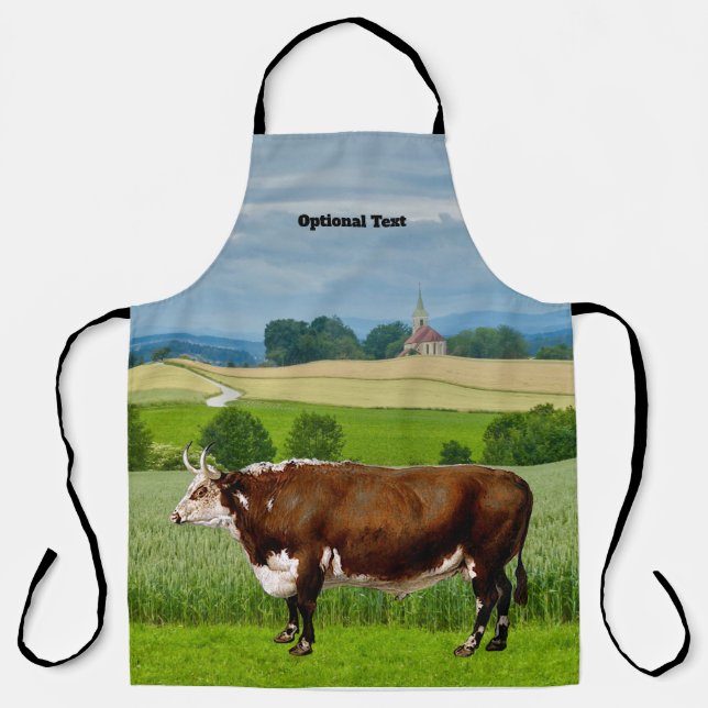 Hereford Bull in Field  Apron (Front)
